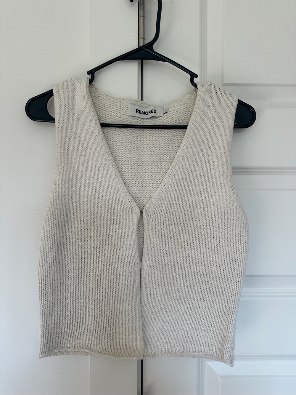 Rumored Cream V-Neck Knit Vest